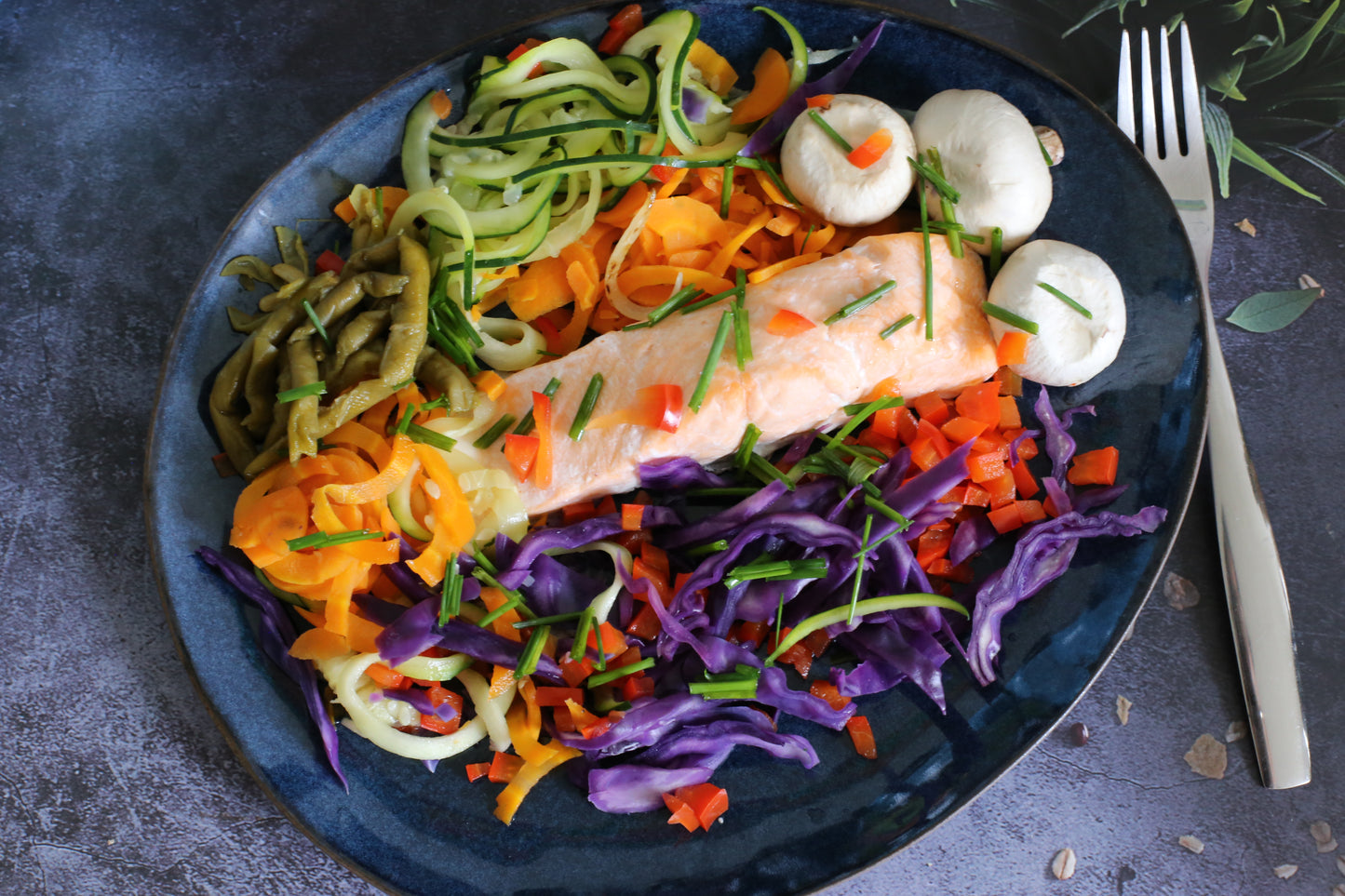 Saumon aux champignons & légumes