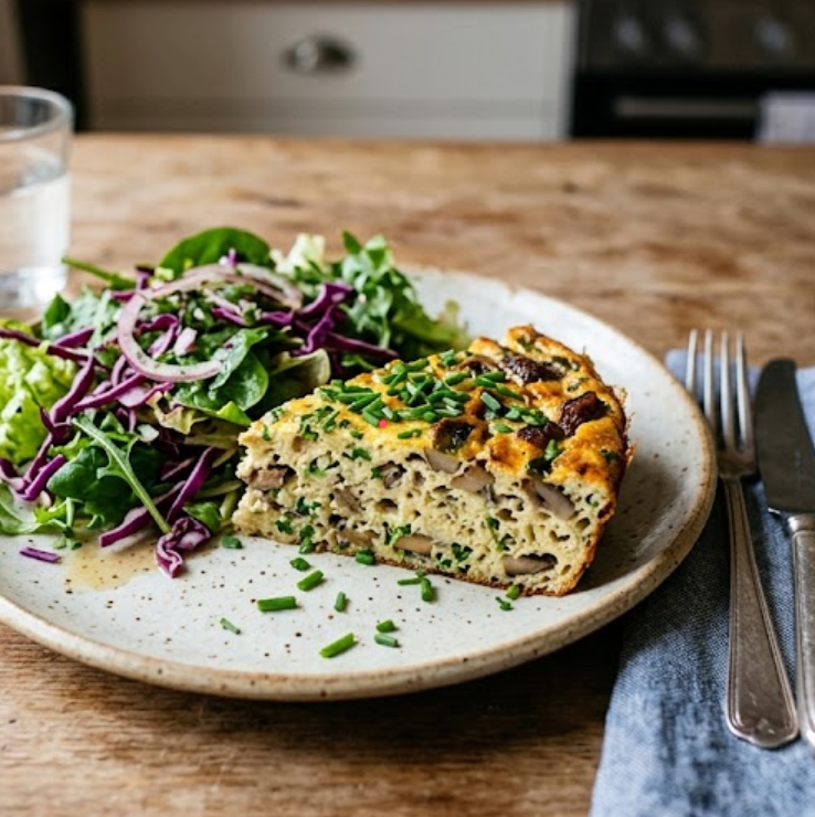 Quiche sans pâte aux champignons et chou rouge