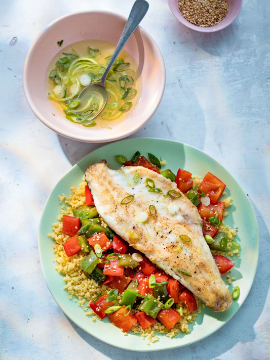 Filet de poisson blanc aux légumes et quinoa