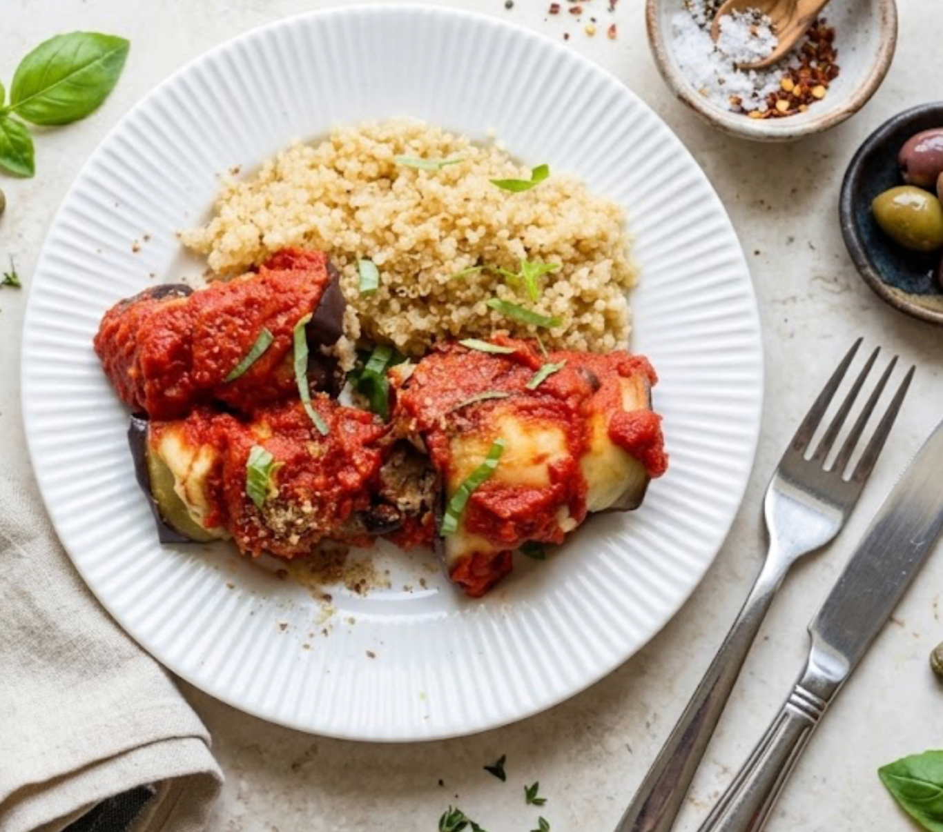 Roulé d'aubergine au colin