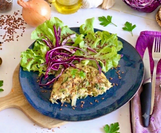 Quiche sans pâte aux champignons et chou rouge